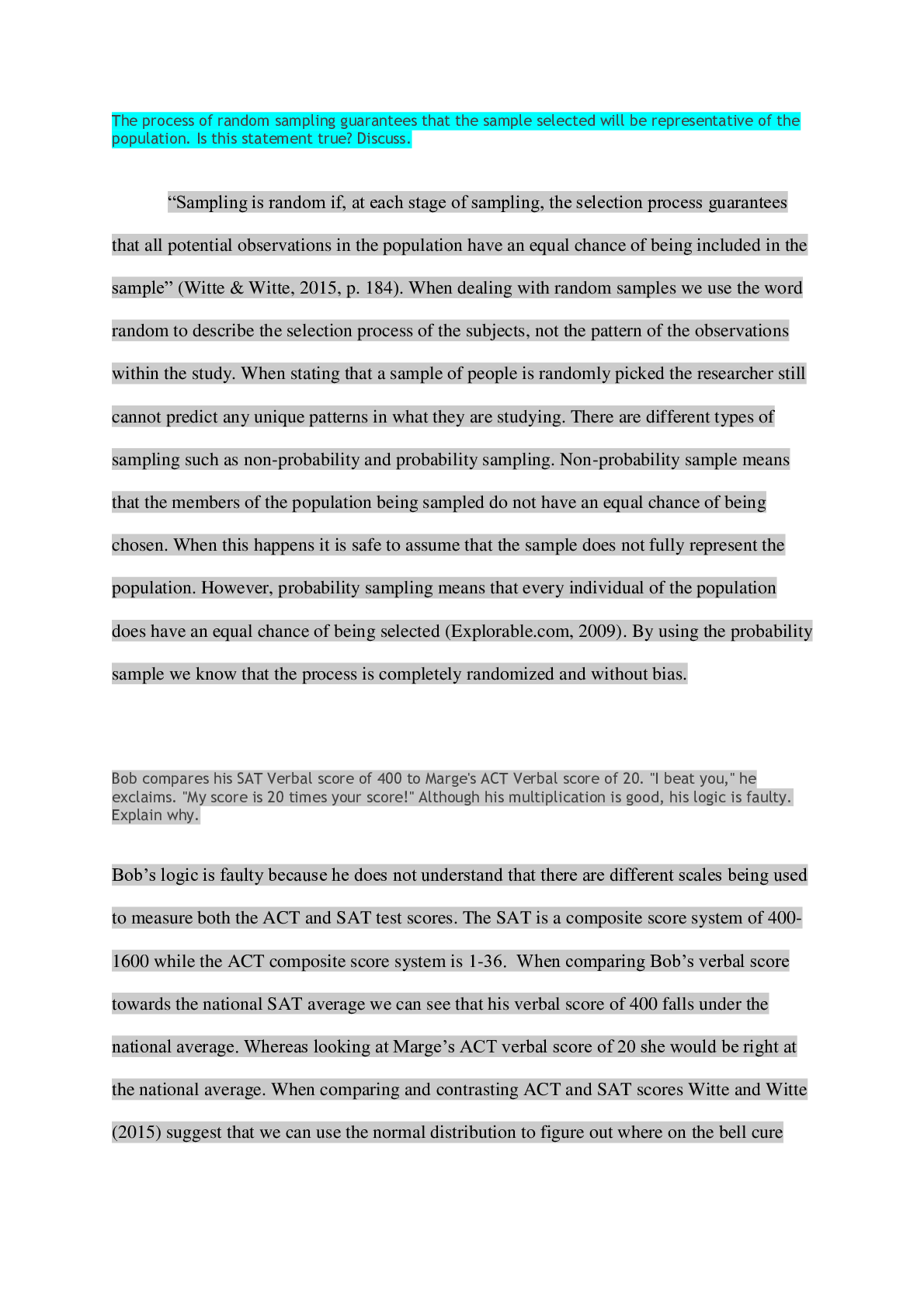Preview of PSY 520 Topic 2 Discussion Question 1 and 2